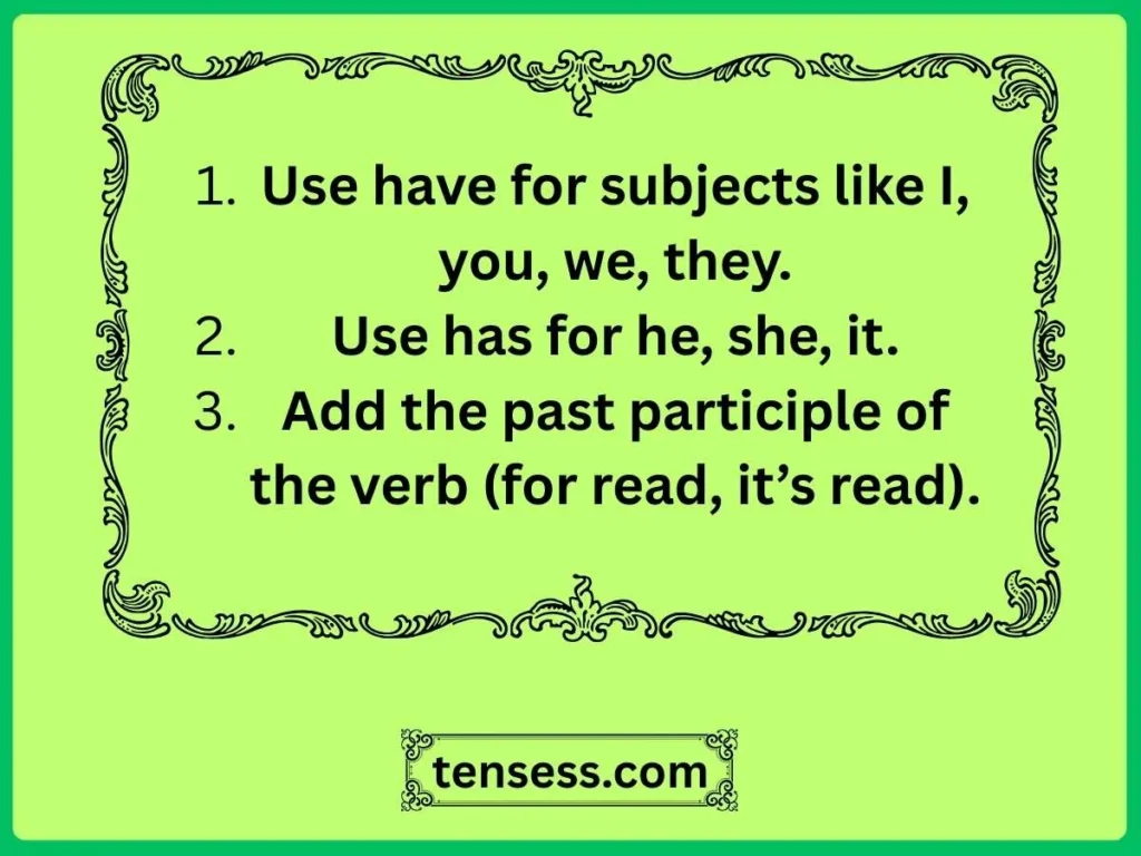 Formation of sentences Present Perfect Tense of Read?
