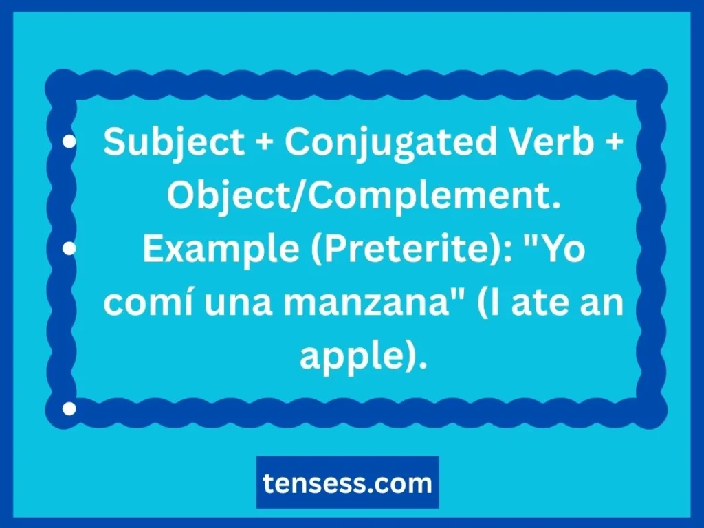 Structure of a Sentence in Past Tense