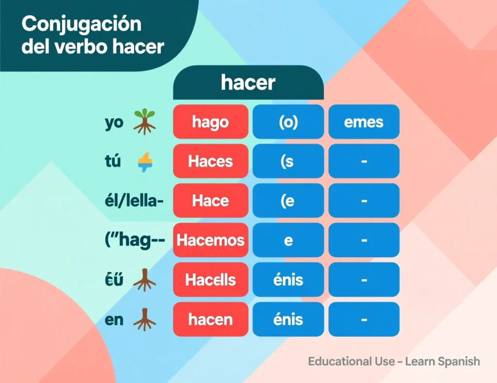 Formation of Hacer Present Tense