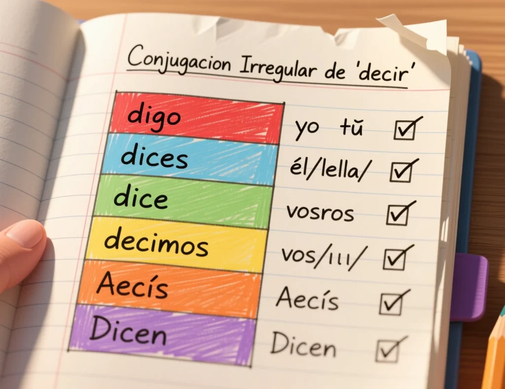 Formation of Decir Present Tense