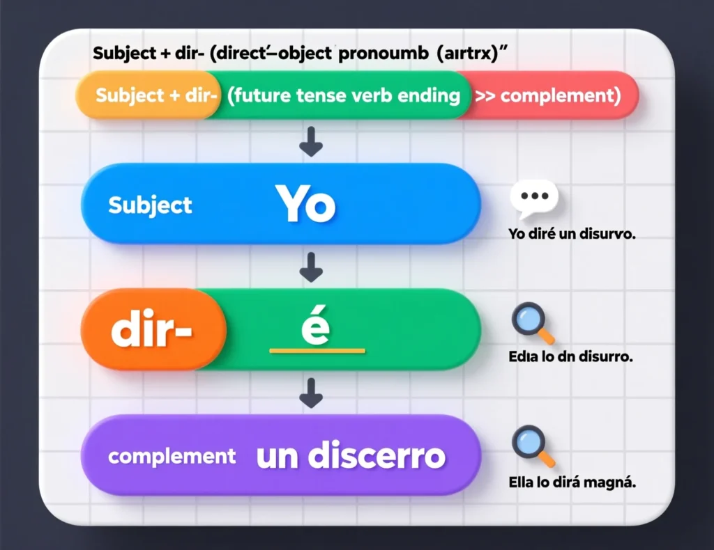 Structure of a Sentence in Decir Future Tense 